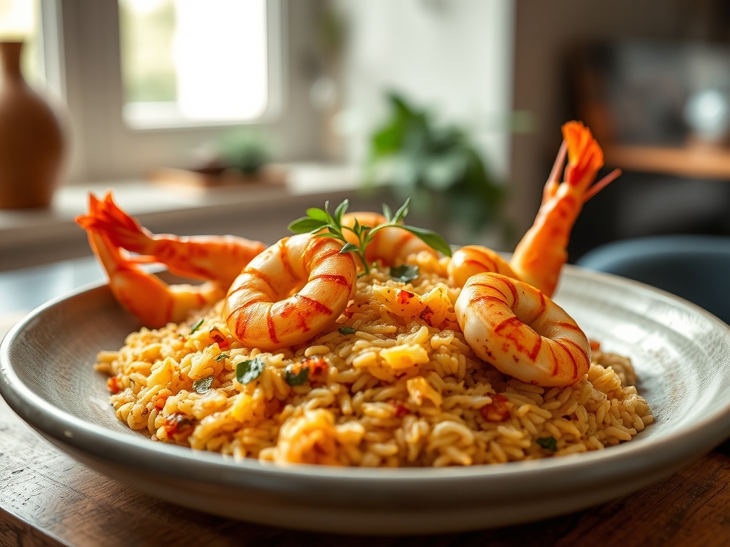 Arroz de tamboril e gambas