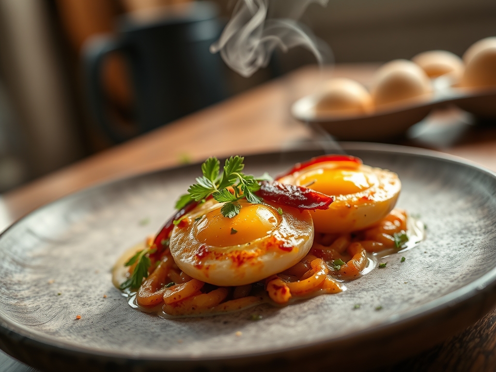 Ervilhas com chouriço e ovos