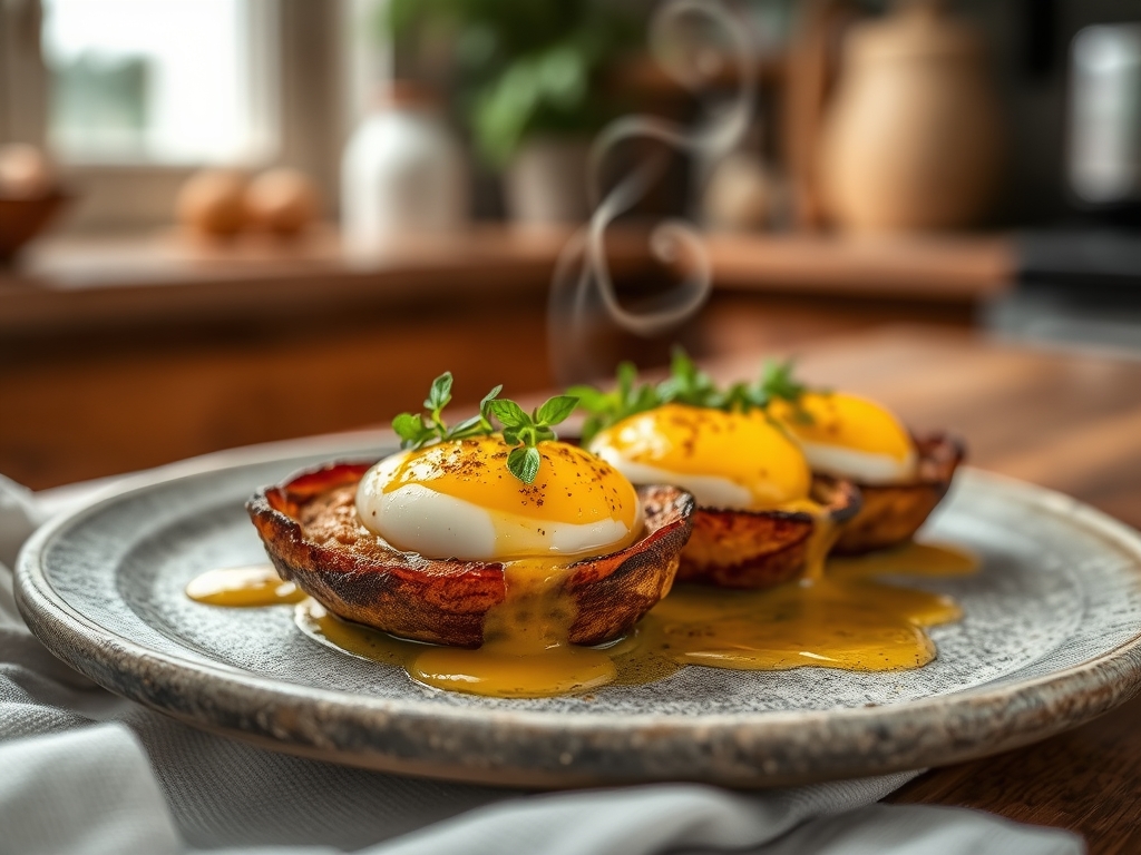 Ervilhas com ovos escalfados